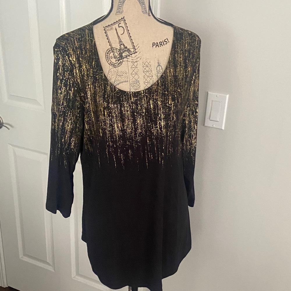 JM Collection Black and Gold Blouse
